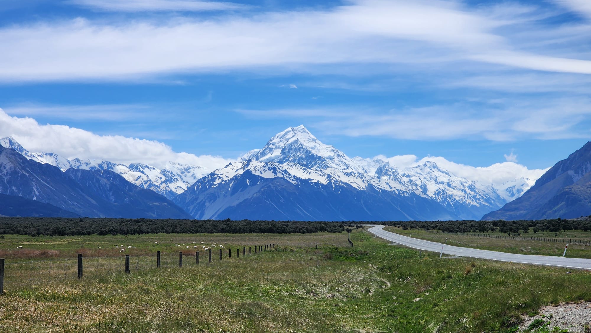 Mount Cook and road through the valley